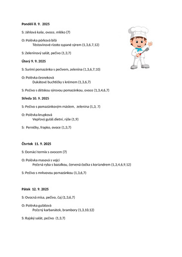 Jídelníček 8.9.25-12.9.25