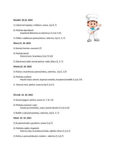 Jídelníček 20.10.25-24.10.25