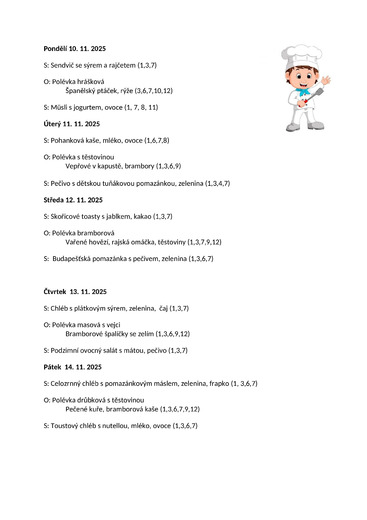 Jídelníček 10.11. - 14.11.25