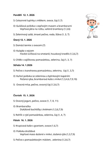 Jídelníček 12.1.26-16.1.26