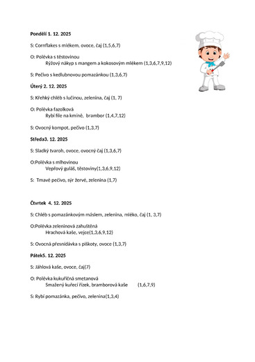 Jídelníček 1.12.25 - 5.12.25