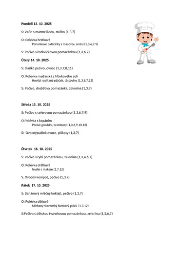 jídelníček 6.10.25 - 17.10.25