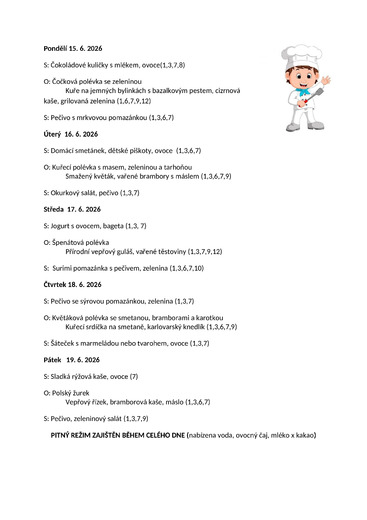 Jídelníček 15.6.26 - 19.6.26