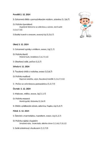 Jídelníček 2.12.24-6.12.24
