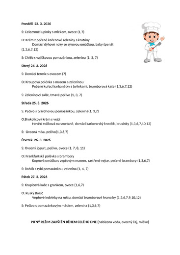 Jídelníček 23.3.26 - 27.3.26
