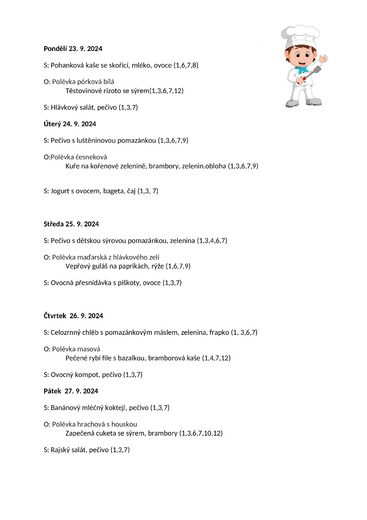Jídelníček 23.9. - 27.9.