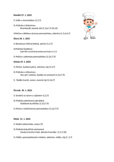 Jídelníček 27.1.25 - 31.1.25