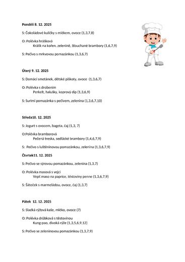 jídelníček 8.12.25 - 12.12.25