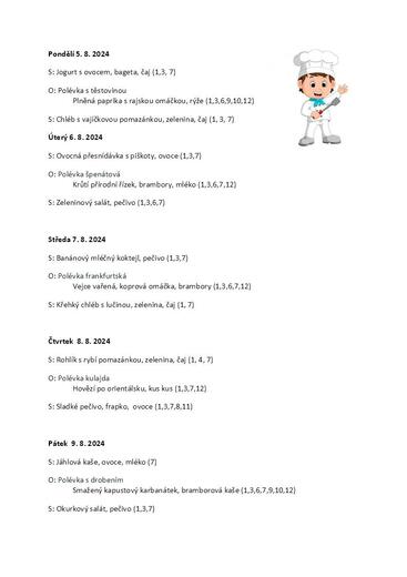 Jídelníček 5,8.24 - 9.8.24