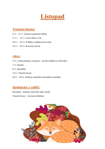 Plán listopad