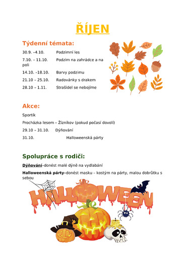 Plán říjen
