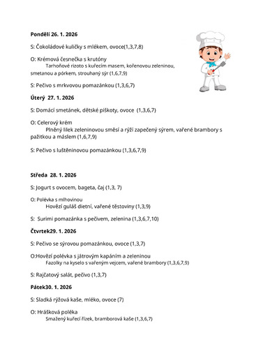 Jídelníček 26.1.26 - 30.1.26