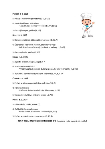 Jídelníček 2.3.26 - 6.3.26